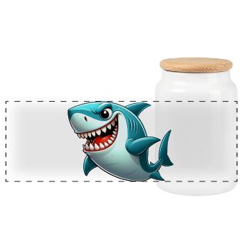 Requin - Boîte à biscuits avec couvercle en bois - blanc - Devant