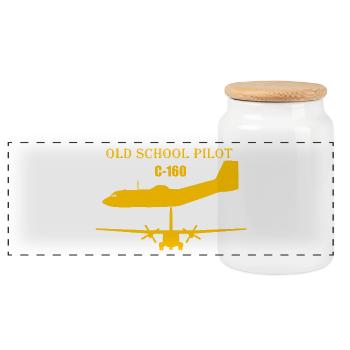 Pilote à l’ancienne C-160 - Boîte à biscuits avec couvercle en bois - blanc - Devant
