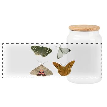 Insects Butterflies - Panoramic Cookie Jar with Wooden Lid - white - Front