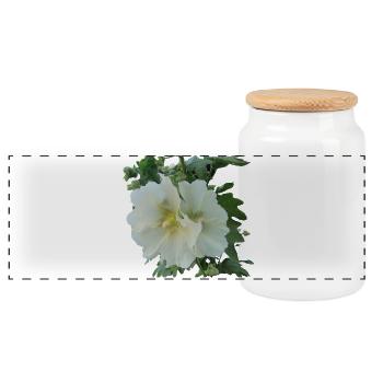 Rose trémière - Boîte à biscuits avec couvercle en bois - blanc - Devant