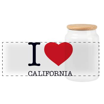 I LOVE CALIFORNIA - Panoramic Cookie Jar with Wooden Lid - white - Front