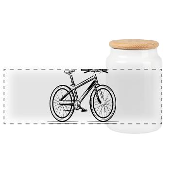 Bicycle Sketch - Panoramic Cookie Jar with Wooden Lid - white - Front