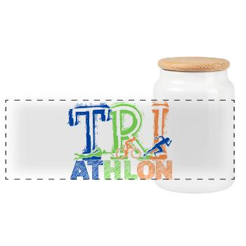 TRIATHLON - Next Level - Panorama Keksdose mit Holzdeckel - Weiß - Vorne