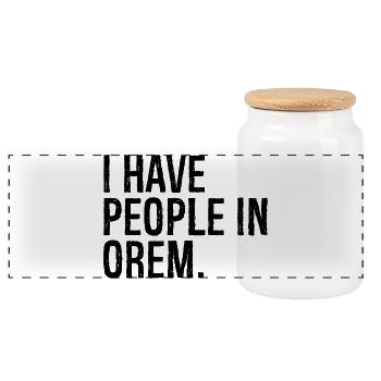 I have people in orem - Panorama Keksdose mit Holzdeckel - Weiß - Vorne