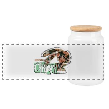 Everything is okay – cute flower bunny - Panoramic Cookie Jar with Wooden Lid - white - Front