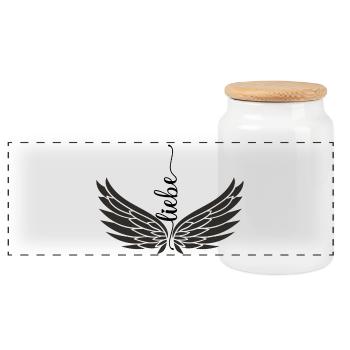 Engel Liebe T Shirt - Panorama Keksdose mit Holzdeckel - Weiß - Vorne