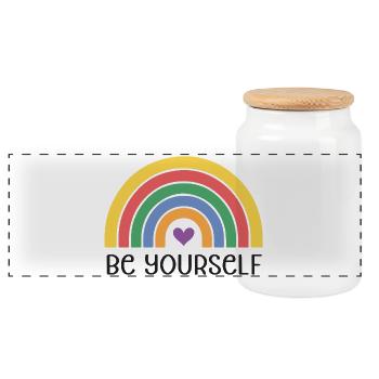 LGBTQ Pride Month - Sei du selbst - Panorama Keksdose mit Holzdeckel - Weiß - Vorne