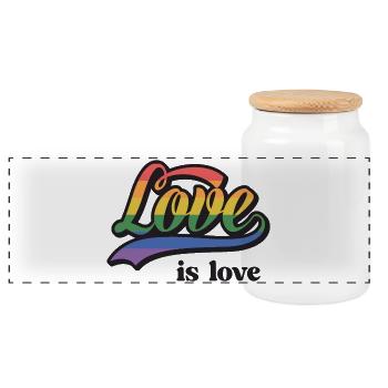 LGBT Pride Month - Love is Love - Panoramic Cookie Jar with Wooden Lid - white - Front