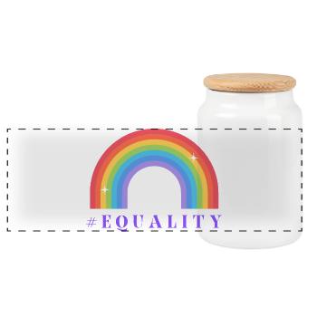 Pride Month Equality - Panoramic Cookie Jar with Wooden Lid - white - Front