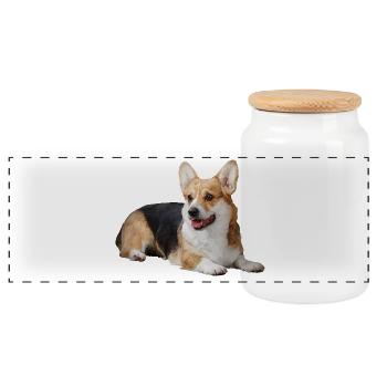 Corgi gallois Pembroke - Boîte à biscuits avec couvercle en bois - blanc - Devant