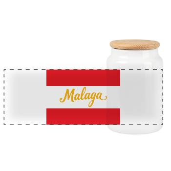 Malaga Luminous city motif - Panoramic Cookie Jar with Wooden Lid - white - Front