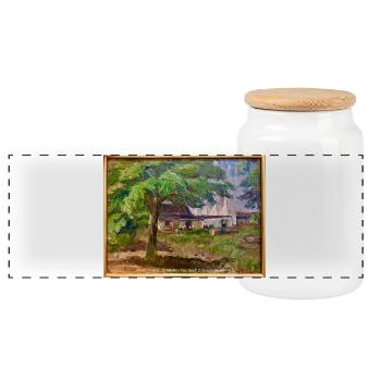 Kræsten Iversen "Bornholmer Räucherei" - Panorama Keksdose mit Holzdeckel - Weiß - Vorne