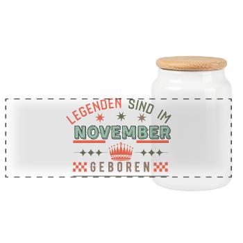 Les légendes naissent en novembre - anniversaire - Boîte à biscuits avec couvercle en bois - blanc - Devant