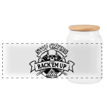 Arrête de pleurer, rack’em up - Eight Ball - Billard - Boîte à biscuits avec couvercle en bois - blanc - Devant