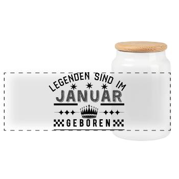 Legenden sind im Januar geboren -Geburtstag party - Panorama Keksdose mit Holzdeckel - Weiß - Vorne