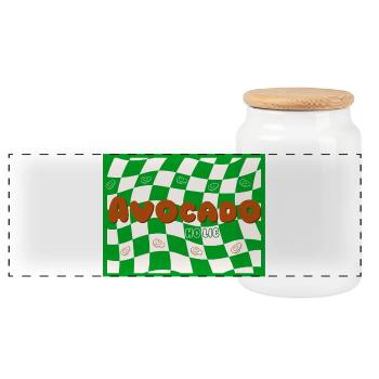 Avocadoholic - Amateur de base de plantes végétaliennes Vege drôle - Boîte à biscuits avec couvercle en bois - blanc - Devant