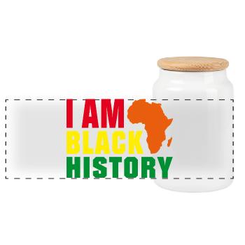 I am Black History - Panoramic Cookie Jar with Wooden Lid - white - Front