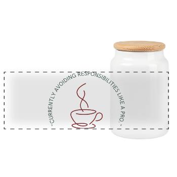 Tasse à café minimaliste Line Art Design - Boîte à biscuits avec couvercle en bois - blanc - Devant