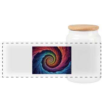 Vortex galactique coloré - Boîte à biscuits avec couvercle en bois - blanc - Devant