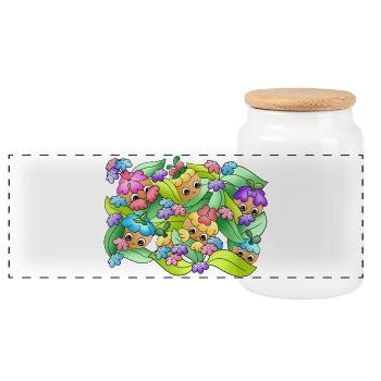 Verträumte Knubbel | Sommer | Laub | Natur - Panorama Keksdose mit Holzdeckel - Weiß - Vorne