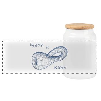 Klein Bottle Mathematical Manifold - Panoramic Cookie Jar with Wooden Lid - white - Front