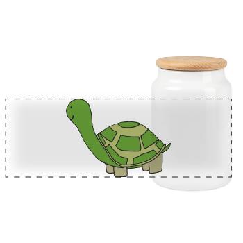 Verspielte Schildkröte Illustration - Panorama Keksdose mit Holzdeckel - Weiß - Vorne