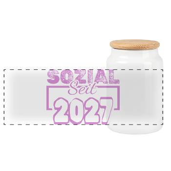 Social Commitment 2027 - Panoramic Cookie Jar with Wooden Lid - white - Front