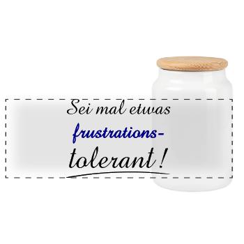 Expression of Frustration with Bold Typography - Panoramic Cookie Jar with Wooden Lid - white - Front