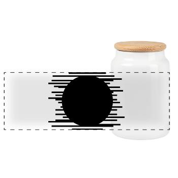 Minimalistisches Linienmusterdesign - Panorama Keksdose mit Holzdeckel - Weiß - Vorne