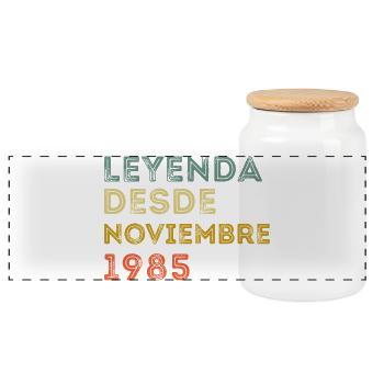 Novembre 1985 Vintage Rétro Anniversaire - Boîte à biscuits avec couvercle en bois - blanc - Devant
