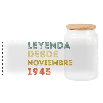 Novembre 1945 Vintage Rétro Anniversaire - Boîte à biscuits avec couvercle en bois - blanc - Devant