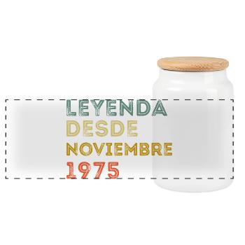 Novembre 1975 Vintage Rétro Anniversaire - Boîte à biscuits avec couvercle en bois - blanc - Devant