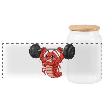 homard entraînement haltère haltérophilie fitness dessin animé - Boîte à biscuits avec couvercle en bois - blanc - Devant