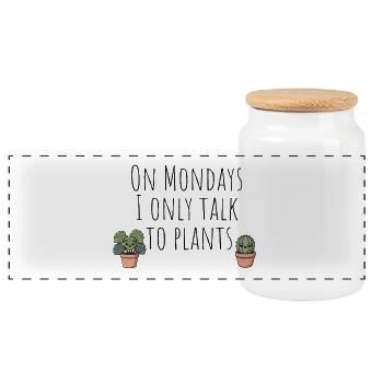 Illustration de plante duo de cactus mignon - Boîte à biscuits avec couvercle en bois - blanc - Devant
