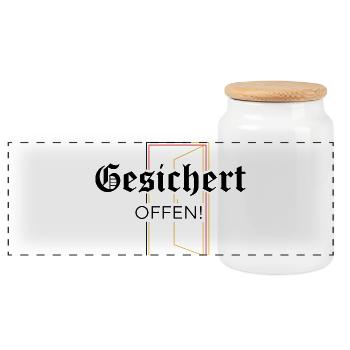 Secured open! Statement - Panoramic Cookie Jar with Wooden Lid - white - Front