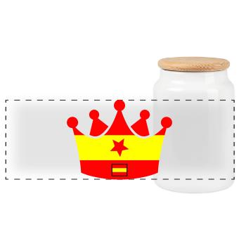 Spanien Krone - Panorama Keksdose mit Holzdeckel - Weiß - Vorne