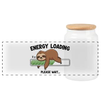 Battery Nap Mode - Panoramic Cookie Jar with Wooden Lid - white - Front