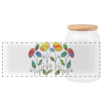 Fleur - Boîte à biscuits avec couvercle en bois - blanc - Devant