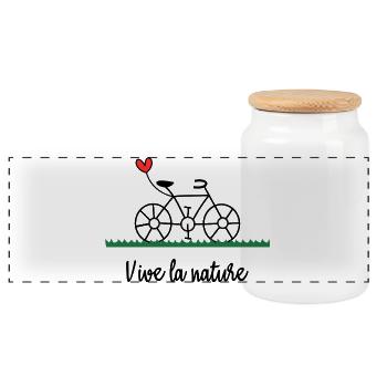 NATURE. PLANETE. NATURE. JARDIN. ARBRE. FLEUR. ECO - Boîte à biscuits avec couvercle en bois - blanc - Devant