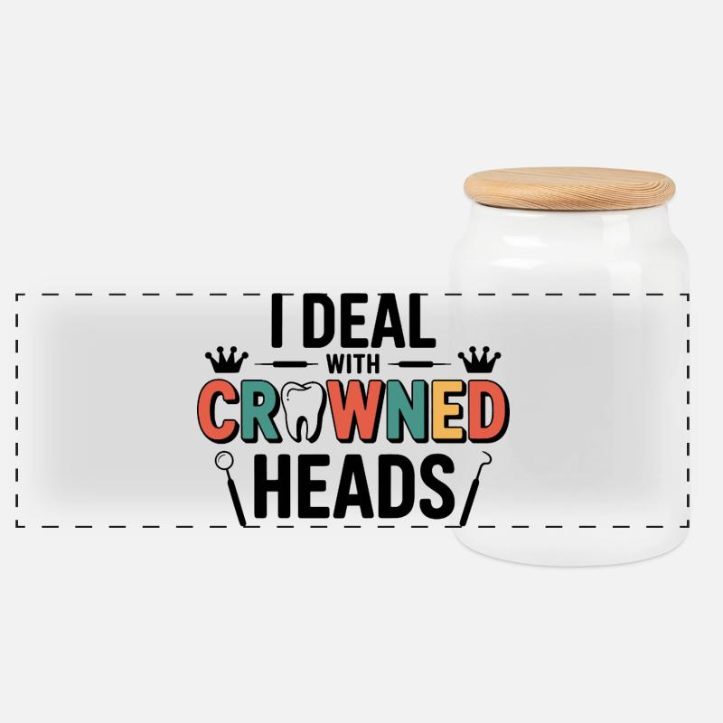 Conception de couronnes de technicien de laboratoire dentaire - Boîte à biscuits avec couvercle en bois - blanc