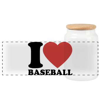 J’aime le baseball - Coeur - Sports - Boîte à biscuits avec couvercle en bois - blanc - Devant