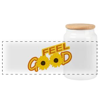 FEEL GOOD - Panorama Keksdose mit Holzdeckel - Weiß - Vorne