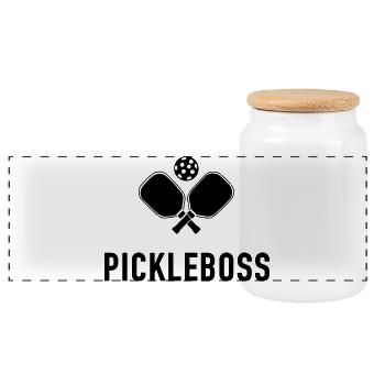 pickleboss - Boîte à biscuits avec couvercle en bois - blanc - Devant