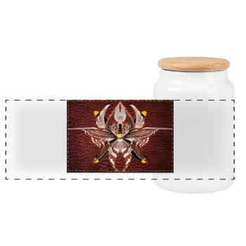 Mandala Firewing sur aspect cuir - Boîte à biscuits avec couvercle en bois - blanc - Devant