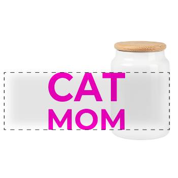 feline - Panoramic Cookie Jar with Wooden Lid - white - Front