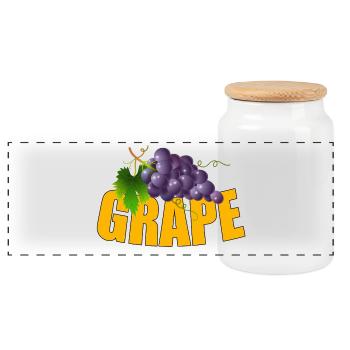 GRAPE - Panorama Keksdose mit Holzdeckel - Weiß - Vorne