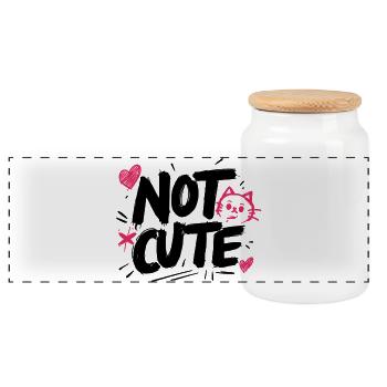 Not Cute! - Panorama Keksdose mit Holzdeckel - Weiß - Vorne