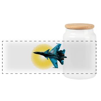 Bleu Camouflage Avion De Chasse Cercle De Soleil - Boîte à biscuits avec couvercle en bois - blanc - Devant
