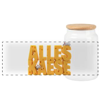 Alles Kaese - Panorama Keksdose mit Holzdeckel - Weiß - Vorne