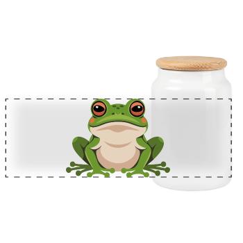 Grenouille - Boîte à biscuits avec couvercle en bois - blanc - Devant